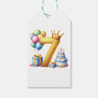 Gouden 7e verjaardag cadeaulabel