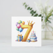 Gouden 7e verjaardag kaart (Staand voorkant)