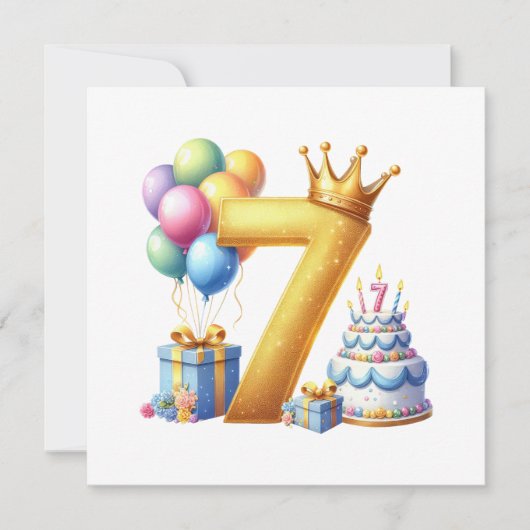 Gouden 7e verjaardag kaart (Voorkant)