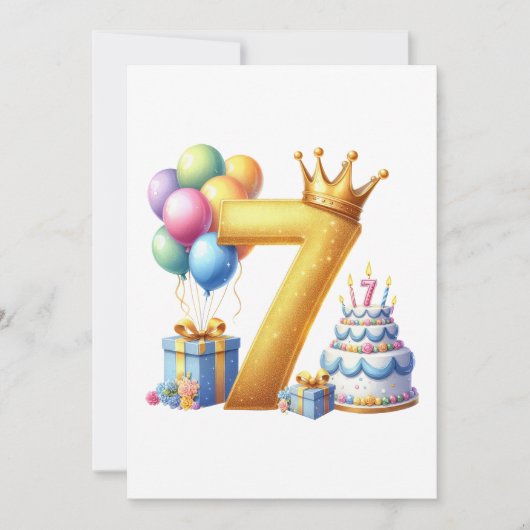 Gouden 7e verjaardag kaart (Voorkant)