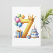Gouden 7e verjaardag kaart (Staand voorkant)