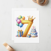 Gouden 7e verjaardag notitiekaartje (Voorkant / Achterkant in situ)