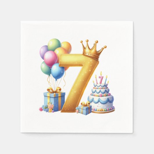 Gouden 7e verjaardag servet (Voorkant)
