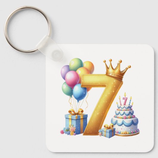 Gouden 7e verjaardag sleutelhanger (Voorkant)