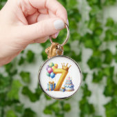 Gouden 7e verjaardag sleutelhanger (Hand)