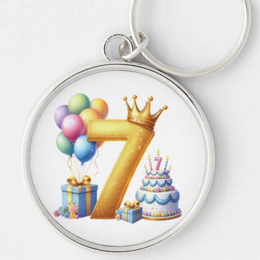 Gouden 7e verjaardag sleutelhanger (Voorkant)