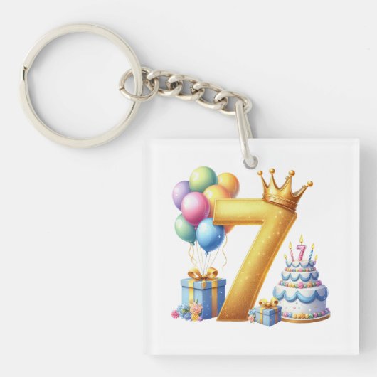 Gouden 7e verjaardag sleutelhanger (voorkant)