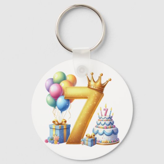 Gouden 7e verjaardag sleutelhanger (Voorkant)