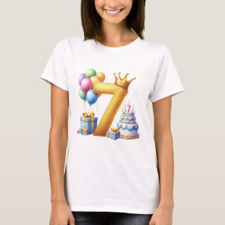 Gouden 7e verjaardag t-shirt