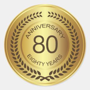 Gouden 80e Jubileum met laurierkrans Sticker