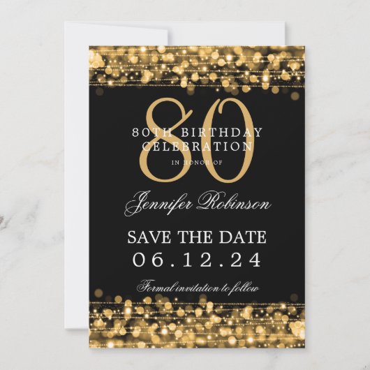 Gouden 80e verjaardag Bewaar de datum Kaart (Voorkant)