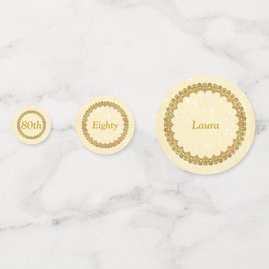 Gouden 80e verjaardag confetti (Voorkanten)