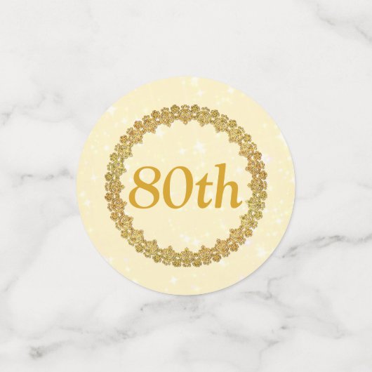 Gouden 80e verjaardag confetti (Kleine voorkant)