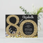 Gouden 80e verjaardag uitnodiging - 70e uitnodigin (Staand voorkant)