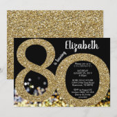 Gouden 80e verjaardag uitnodiging - 70e uitnodigin (Voorkant / Achterkant)