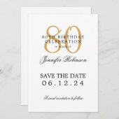 Gouden 80e verjaardagsfeest Bewaar de datum Kaart (Voorkant / Achterkant)