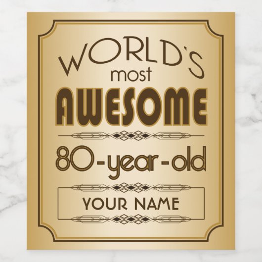 Gouden 80ste verjaardag viering wereld Best Fabulo Wijn Etiket (Enkel label)
