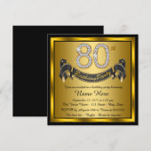 Gouden 80ste verjaardagsfeestje kaart (Voorkant / Achterkant)