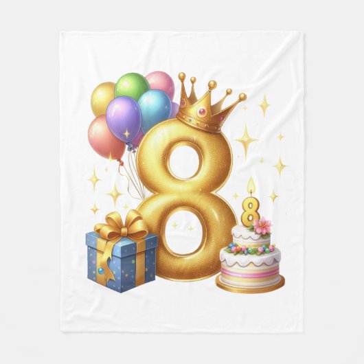 Gouden 8e verjaardag fleece deken (Voorkant)