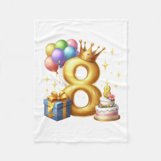 Gouden 8e verjaardag fleece deken