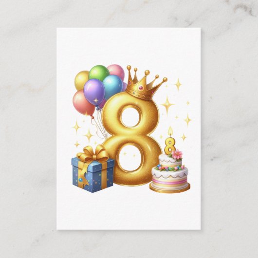 Gouden 8e verjaardag informatiekaartje (Voorkant)