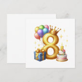 Gouden 8e verjaardag kaart (Voorkant / Achterkant)