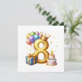 Gouden 8e verjaardag kaart (Staand voorkant)