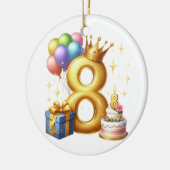Gouden 8e verjaardag keramisch ornament (Links)