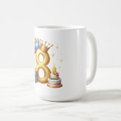 Gouden 8e verjaardag koffiemok (Voorkant rechts)