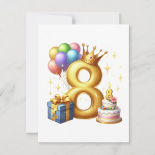 Gouden 8e verjaardag notitiekaartje