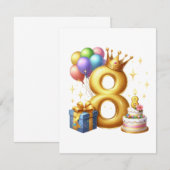 Gouden 8e verjaardag notitiekaartje (Voorkant / Achterkant)