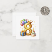 Gouden 8e verjaardag notitiekaartje (Voorkant / Achterkant in situ)