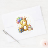 Gouden 8e verjaardag ronde sticker (Envelop)