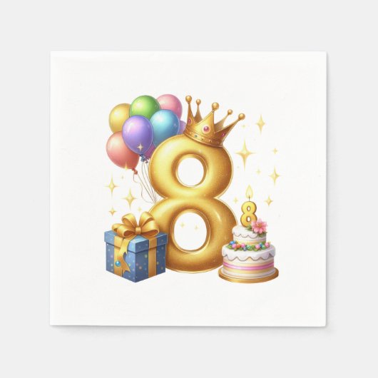 Gouden 8e verjaardag servet (Voorkant)
