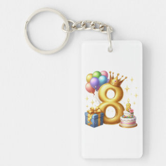 Gouden 8e verjaardag sleutelhanger