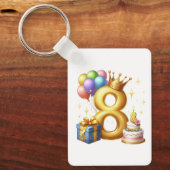 Gouden 8e verjaardag sleutelhanger (Voorkant)
