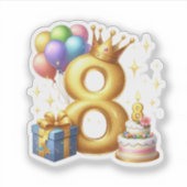 Gouden 8e verjaardag sticker (Voorkant)