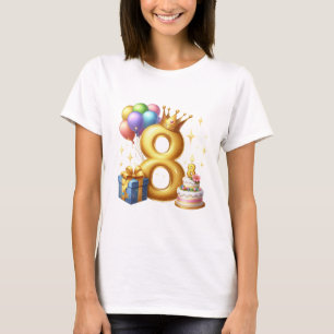 Gouden 8e verjaardag t-shirt