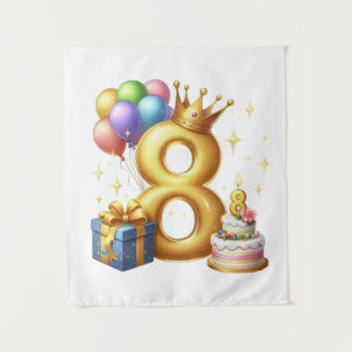 Gouden 8e verjaardag wandkleed