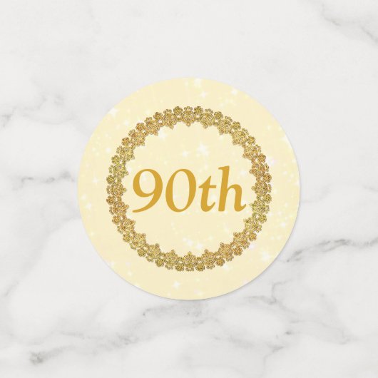 Gouden 90e verjaardag confetti (Kleine voorkant)