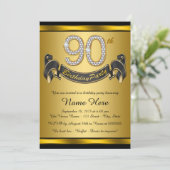 Gouden 90ste verjaardagsfeest kaart (Staand voorkant)