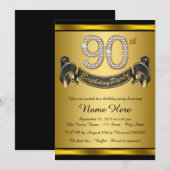 Gouden 90ste verjaardagsfeest kaart (Voorkant / Achterkant)