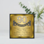 Gouden 90ste verjaardagsfeest kaart (Staand voorkant)