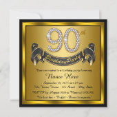 Gouden 90ste verjaardagsfeest kaart (Voorkant)