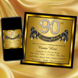 Gouden 90ste verjaardagsfeest kaart