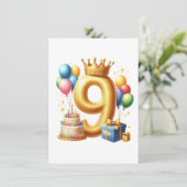 Gouden 9e verjaardag bedankkaart (Staand voorkant)