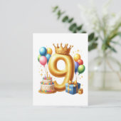 Gouden 9e verjaardag briefkaart (Staand voorkant)
