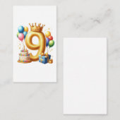 Gouden 9e verjaardag informatiekaartje (Voorkant / Achterkant)