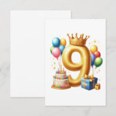 Gouden 9e verjaardag informatiekaartje (Voorkant / Achterkant)