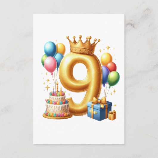 Gouden 9e verjaardag informatiekaartje (Voorkant)